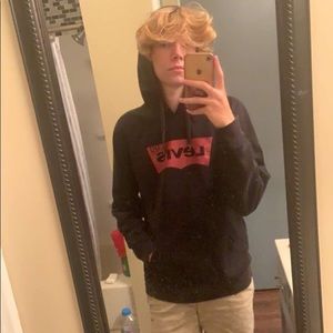 LEVIS Hoodie Size Medium Color Black and Red